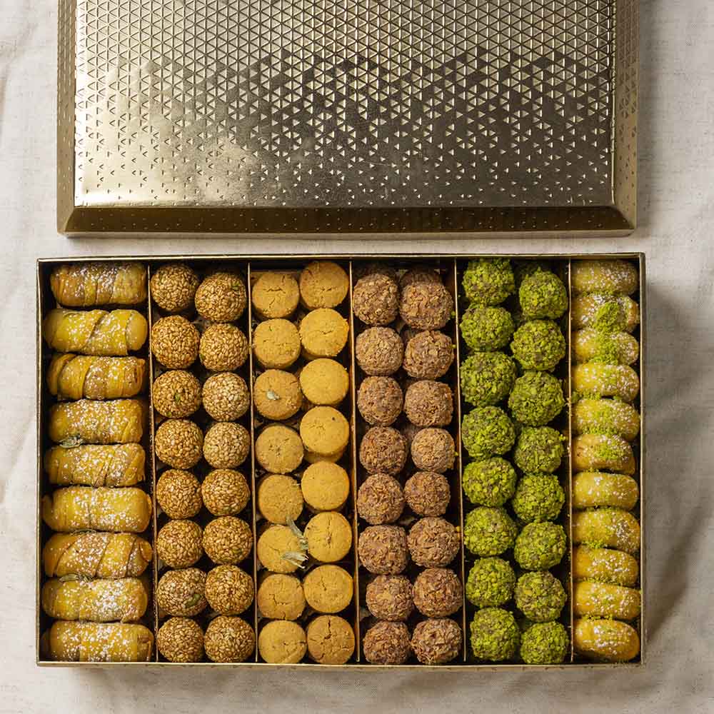 Mixed Sweets in Rectangle gold metal box
