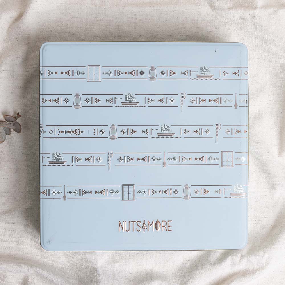 Date Truffles with Tahina in Large Metal Box