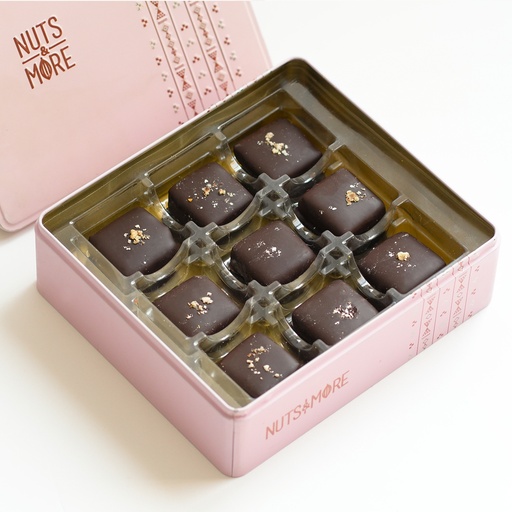 [1770] Pecan Dates Dark Chocolate in Medium Metal Box