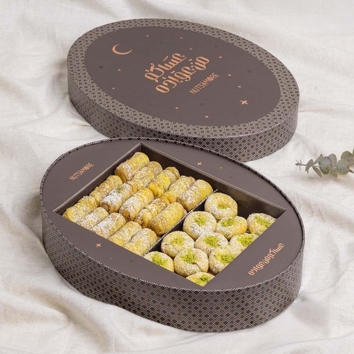 [1794] Mix Damlooj in Ramadan Large oval Box (52 Pcs) 