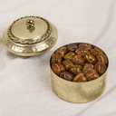 Sukkary Dates with Nuts in covered Gold Bowl 