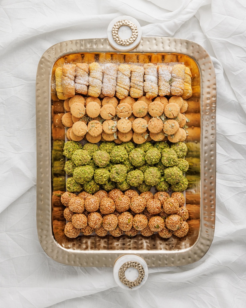 Mixed sweets in Rectangle Gold Tray