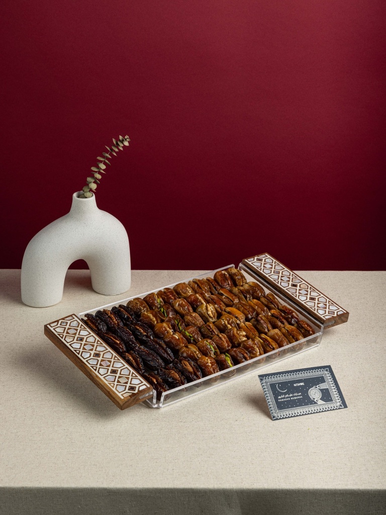 Luxury Tray With Wooden and Pearl Handle Mix Dates (Large)