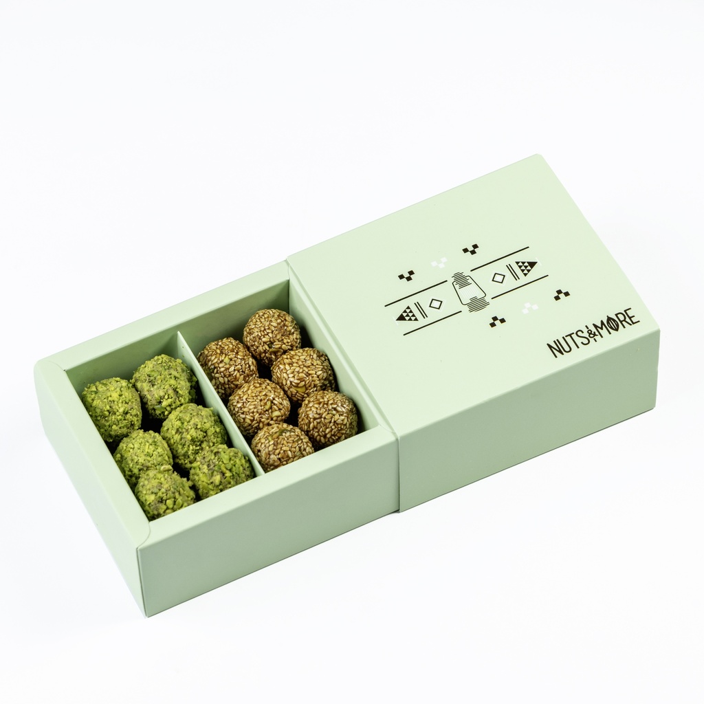 Pistachio Rahash & Semsemiya Balls in Small carton box