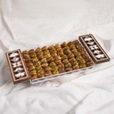 Dates  with nuts in Luxury Tray With Wooden and Pearl Handle (2 Layers)