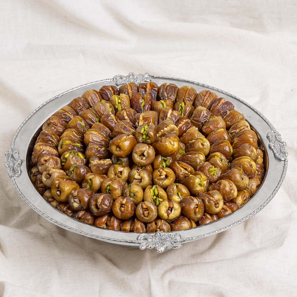Dates with Nuts in Silver Tray (2 Layers)