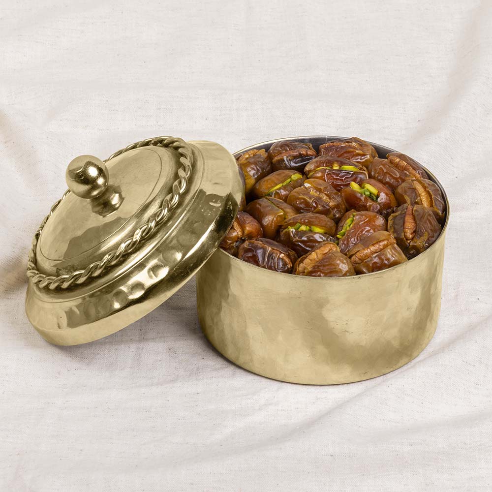 Sagai Dates with Nuts in covered Gold Bowl 