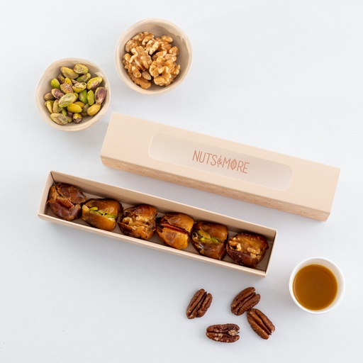 [1086] Rectangle Box dates with nuts (6PC)