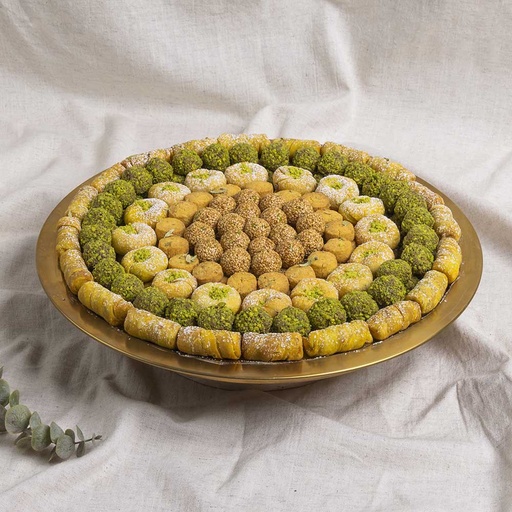 [1287] Arabic Sweets in Gold Tray (2 Layers)