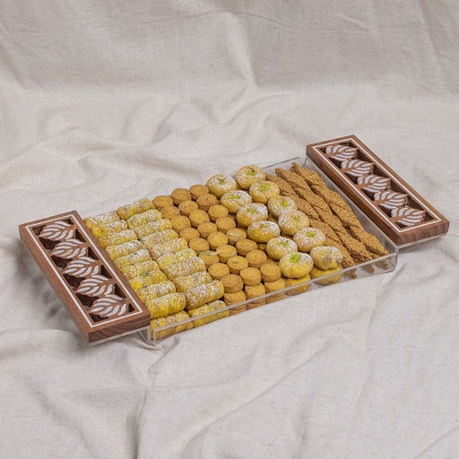 [1328]  Mixed Sweets in Luxury Tray With Wooden and Pearl Handle (2 Layers)