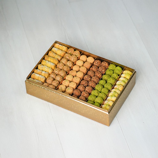 [1609] Mixed Sweets in Rectangle gold metal box