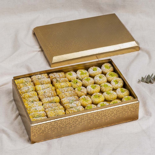 [1712] Mixed Damlooj in Rectangle gold metal box