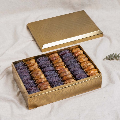 [1713] Mixed Dates in Rectangle gold metal box