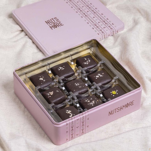 [1770] Pecan Dates Dark Chocolate in Medium Metal Box (2 Layers)